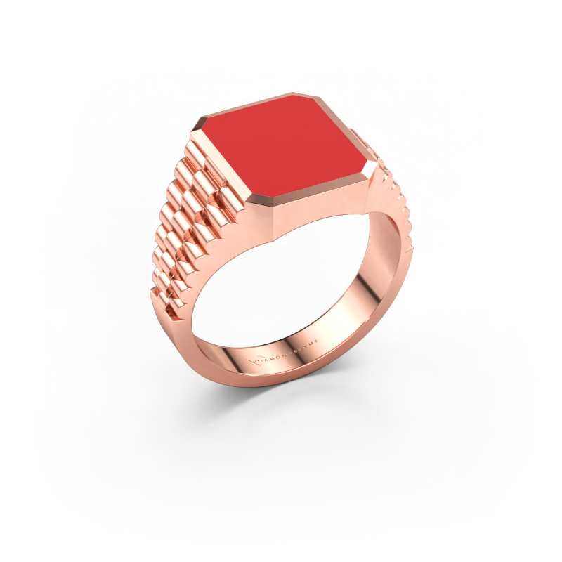 Bild av Signetring Brent 2 585 roséguld Röd emalj 12x10 mm