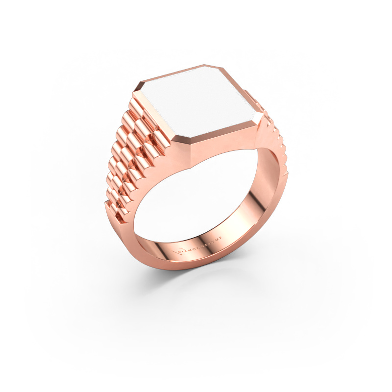 Immagine di Anello chevalier Brent 2 585 oro rosa Smalto bianco 12x10 mm