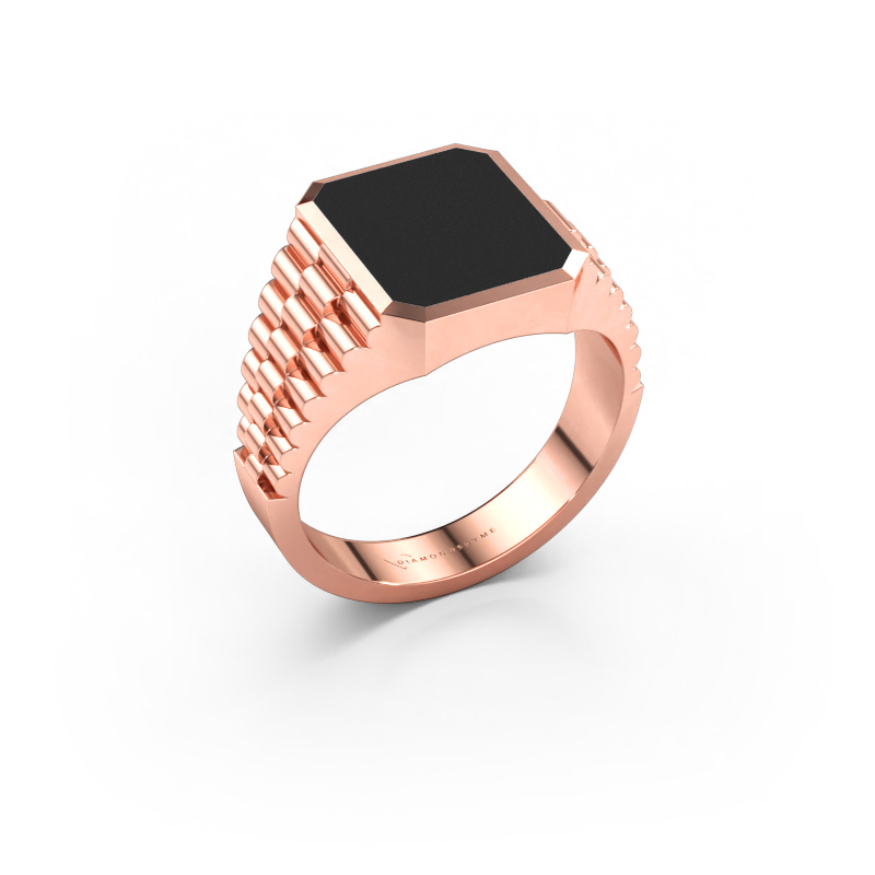 Bild av Signetring Brent 2 585 roséguld Svart emalj 12x10 mm