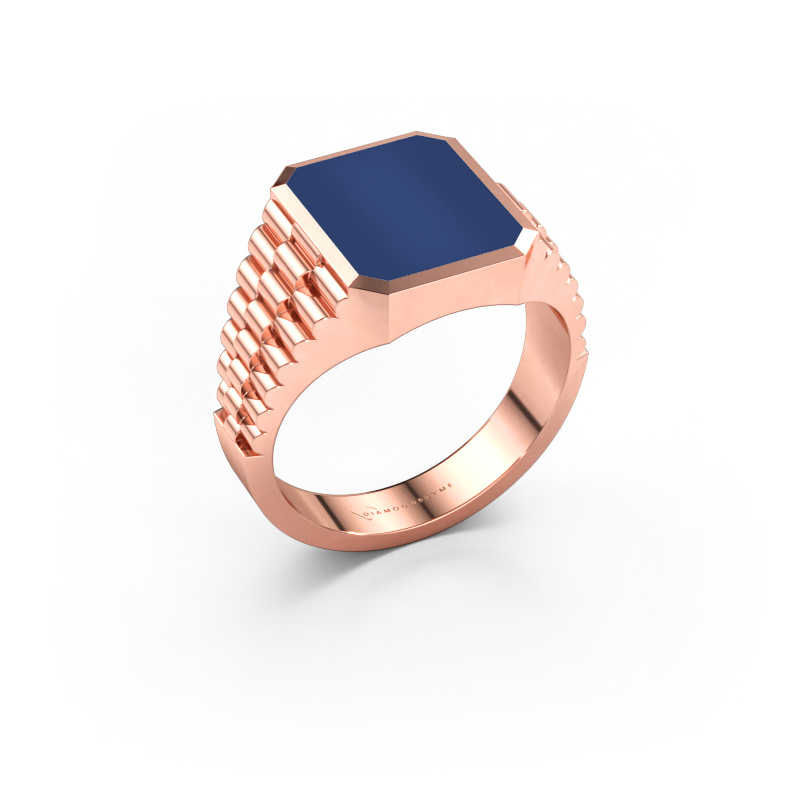 Image of Signet ring Brent 2 585 rose gold Lapis 12x10 mm