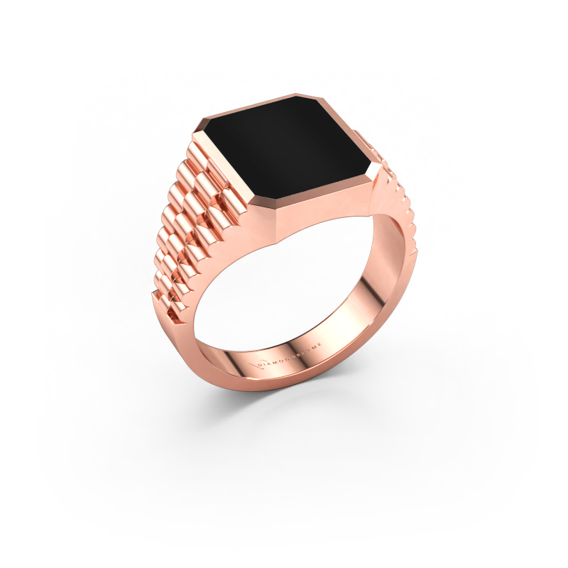 Immagine di Anello chevalier Brent 2 585 oro rosa Onice 12x10 mm