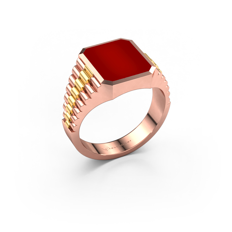 Image de Chevalière Brent 2 585 or rose Cornaline 12x10 mm