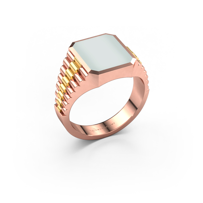 Image of Signet ring Brent 2 585 rose gold Green sardonyx 12x10 mm