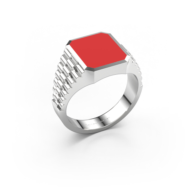 Image of Signet ring Brent 2 950 platinum Red enamel 12x10 mm
