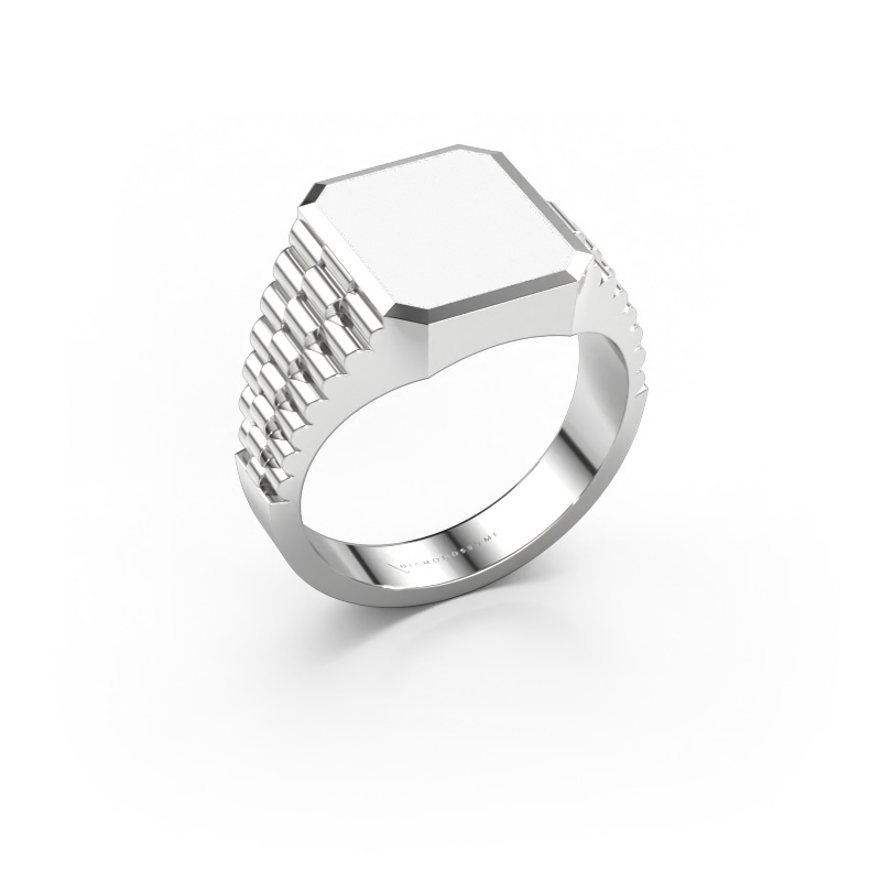 Image of Signet ring Brent 2 950 platinum White enamel 12x10 mm