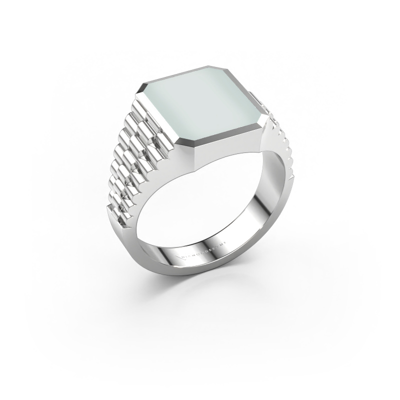 Image of Signet ring Brent 2 950 platinum Green sardonyx 12x10 mm