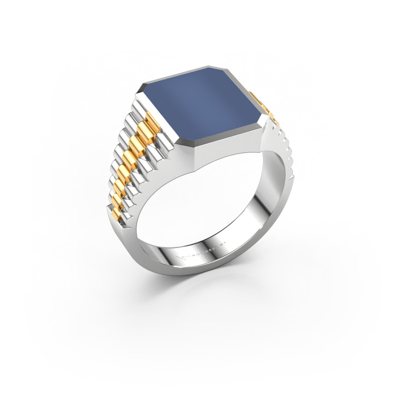 Image of Signet ring Brent 2 585 white gold Blue sardonyx 12x10 mm