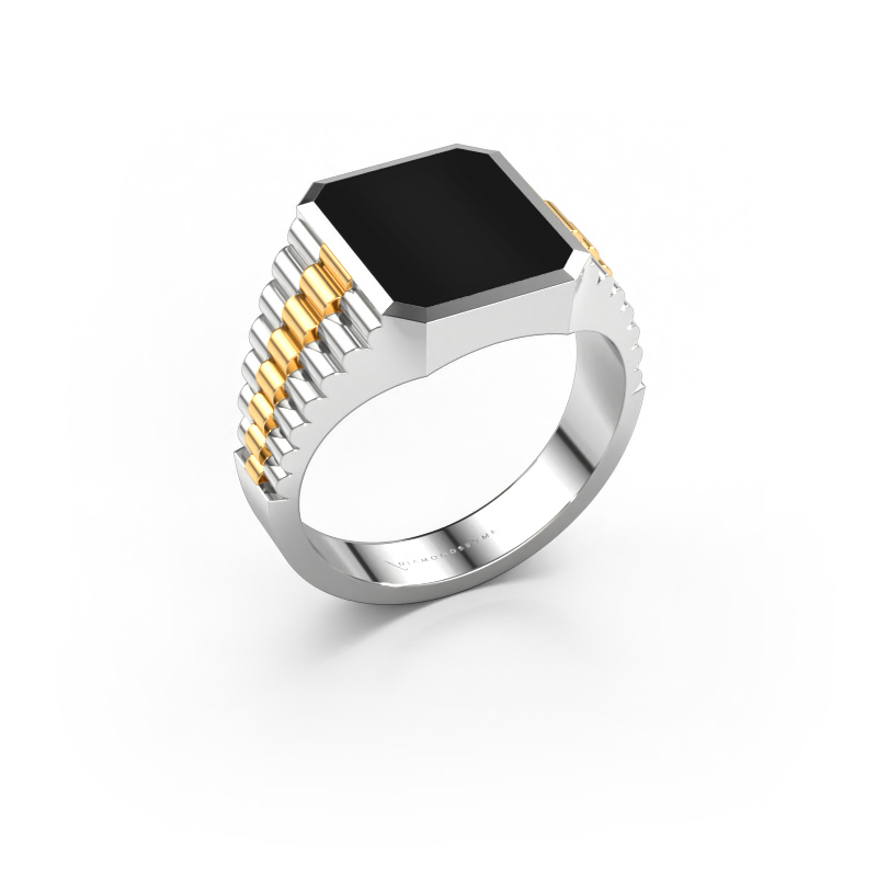 Image de Chevalière Brent 2 585 or blanc Onyx 12x10 mm