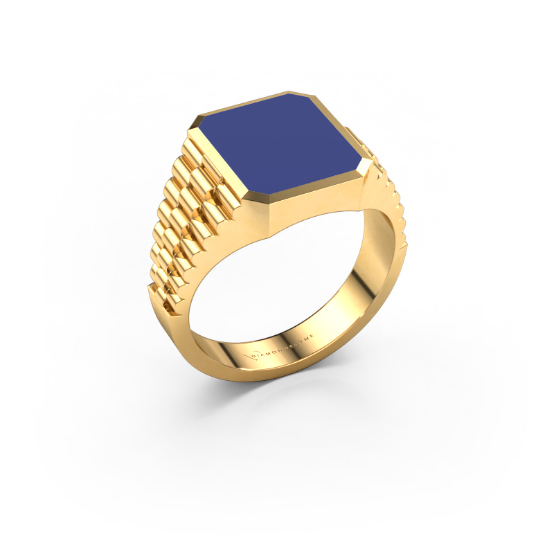 Image of Signet ring Brent 2 585 gold Blue enamel 12x10 mm