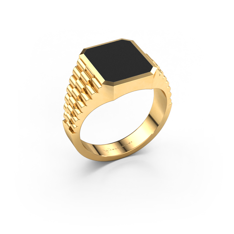 Image of Signet ring Brent 2 585 gold Black enamel 12x10 mm