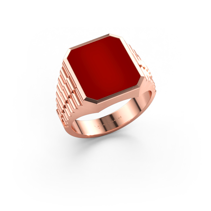 Immagine di Anello chevalier Brent 3 585 oro rosa Corniola 14x12 mm