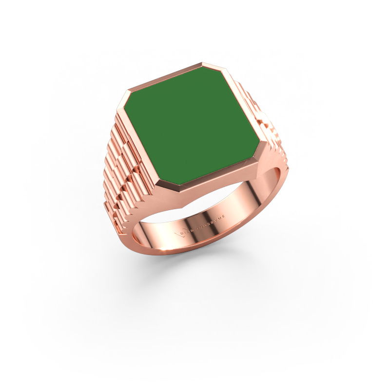 Immagine di Anello chevalier Brent 3 585 oro rosa Smalto verde 14x12 mm