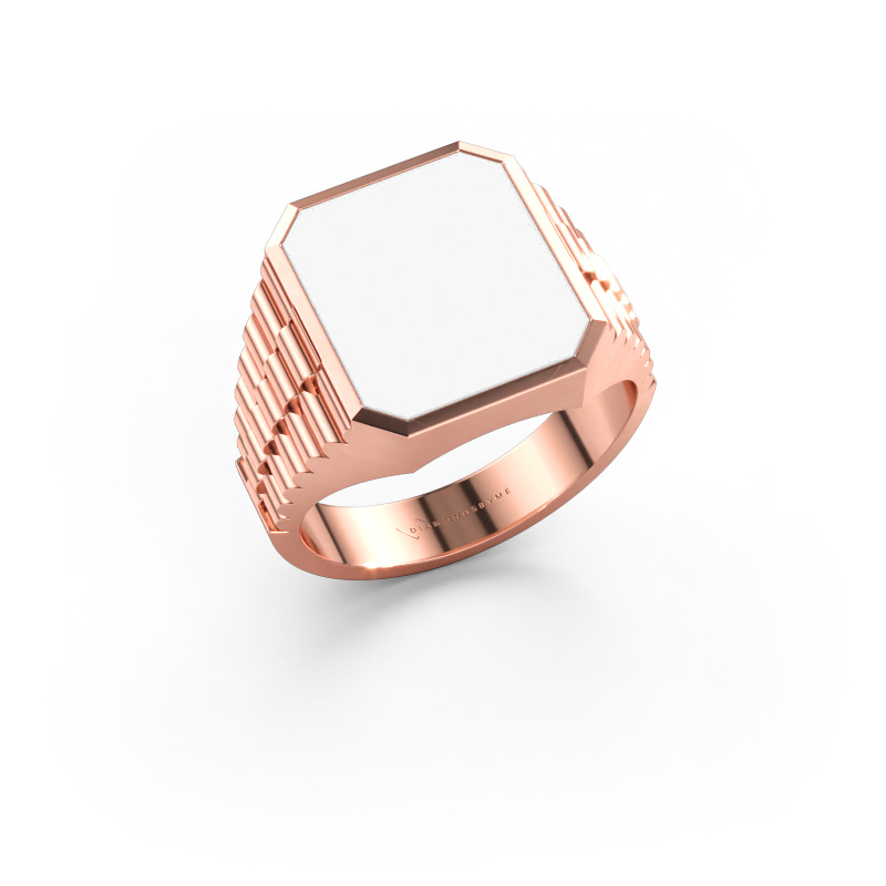 Bild av Signetring Brent 3 585 roséguld Vit emalj 14x12 mm