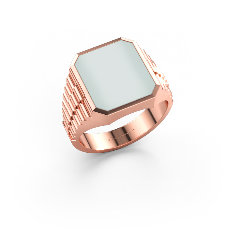 Immagine di Anello chevalier Brent 3 585 oro rosa Sardonica verde 14x12 mm