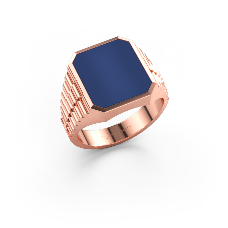 Bild av Signetring Brent 3 585 roséguld Lapis lazuli 14x12 mm