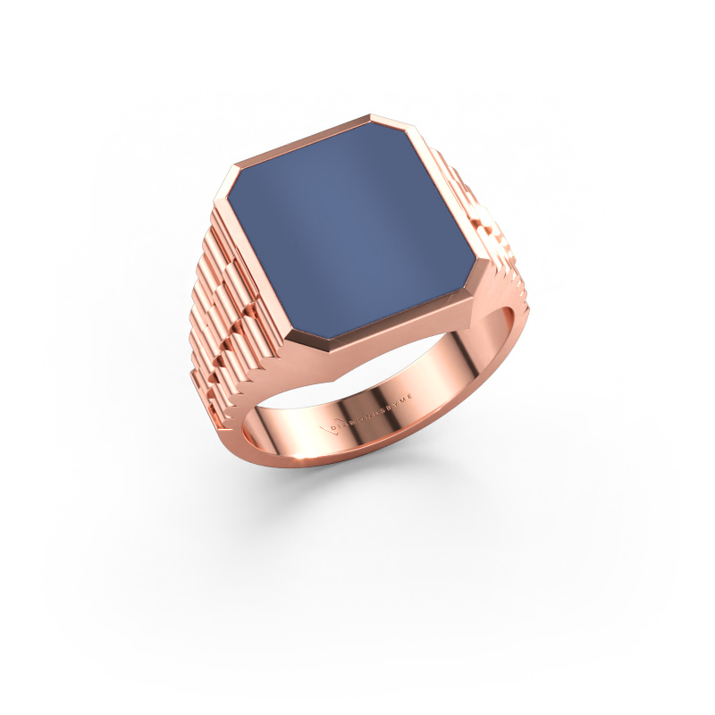 Bild av Signetring Brent 3 585 roséguld Blå sardonyx 14x12 mm