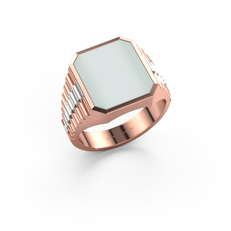 Afbeelding van Zegelring Brent 3 585 rosé goud Groene lagensteen 14x12 mm