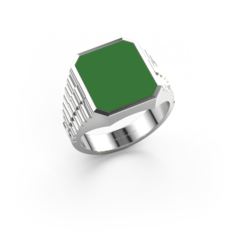Bild von Siegelring Brent 3 950 Platin Grüne Emaille 14x12 mm