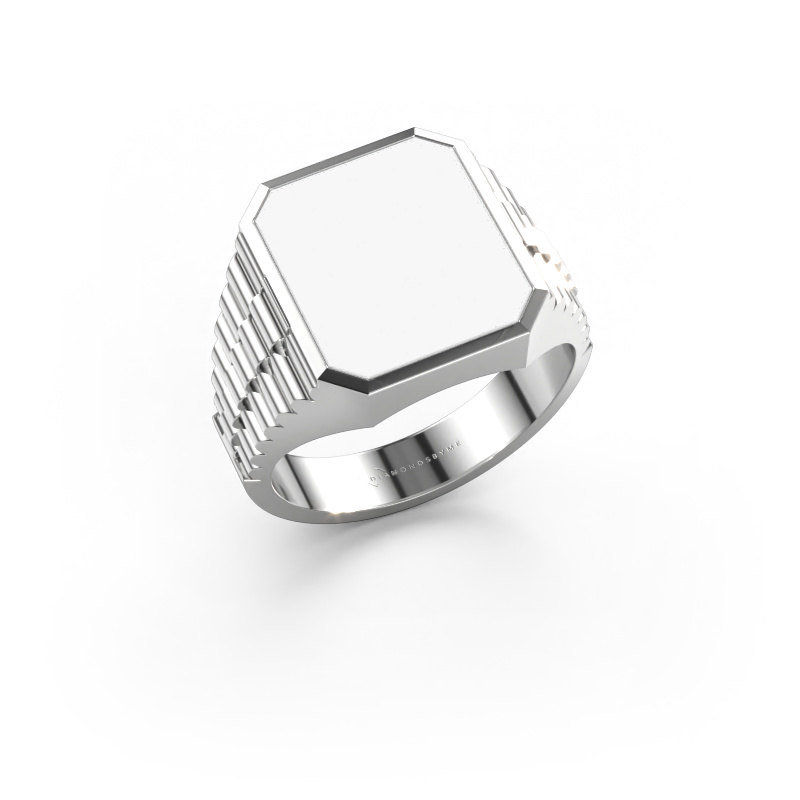 Image of Signet ring Brent 3 950 platinum White enamel 14x12 mm