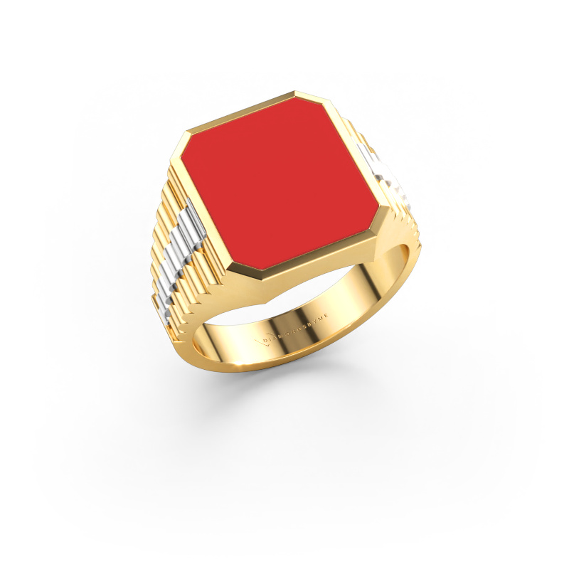 Immagine di Anello chevalier Brent 3 585 oro Smalto rosso 14x12 mm