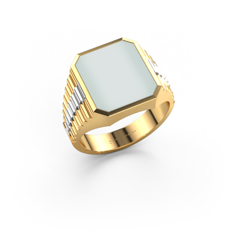 Image of Signet ring Brent 3 585 gold Green sardonyx 14x12 mm