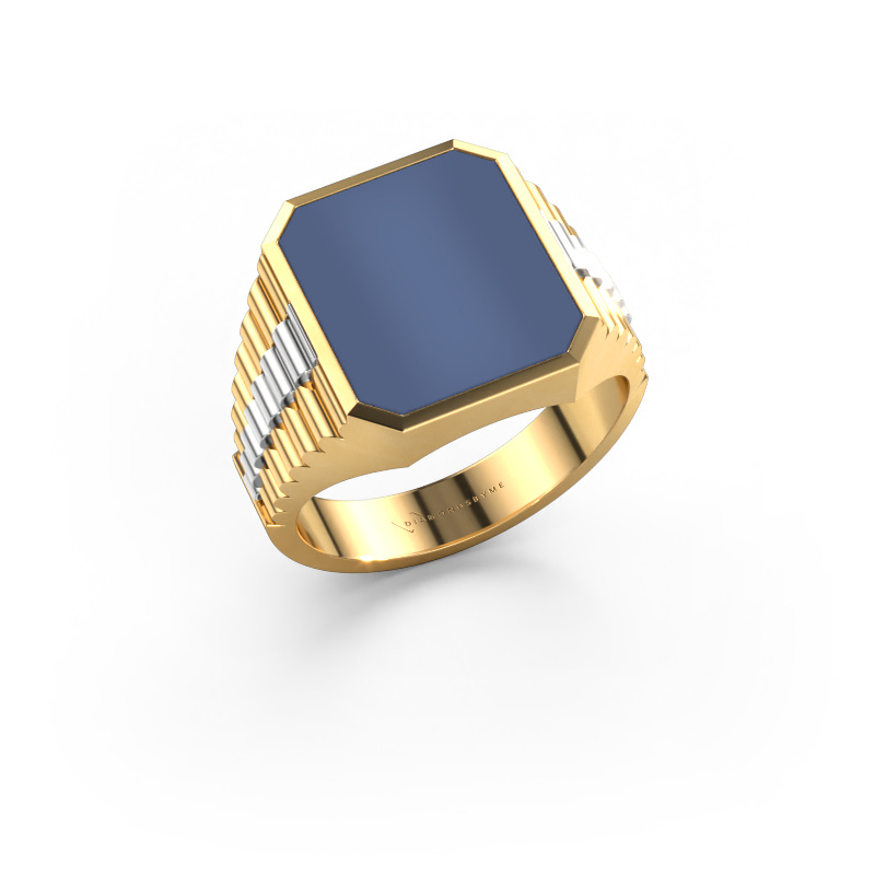 Image of Signet ring Brent 3 585 gold Blue sardonyx 14x12 mm