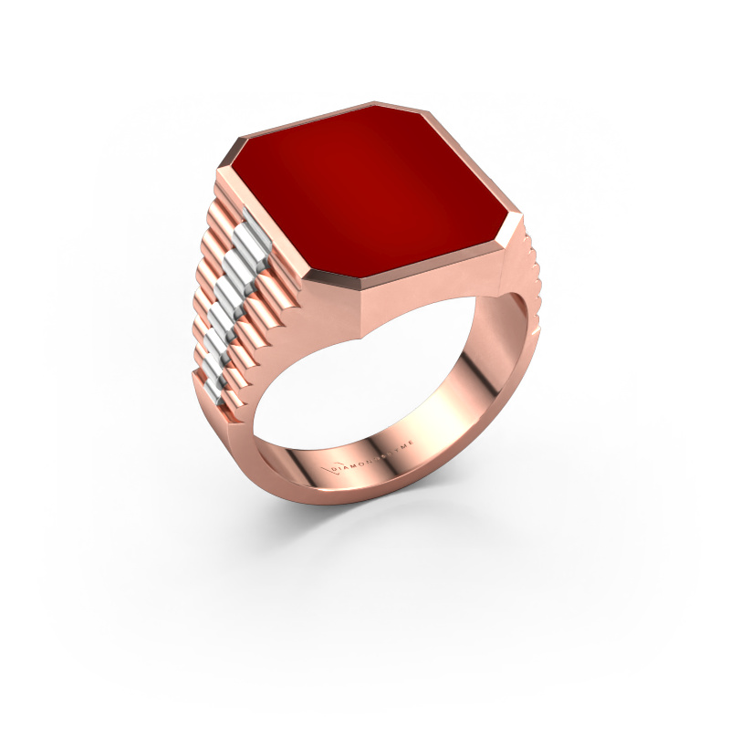 Image of Signet ring Brent 4 585 rose gold Carnelian 16x13 mm