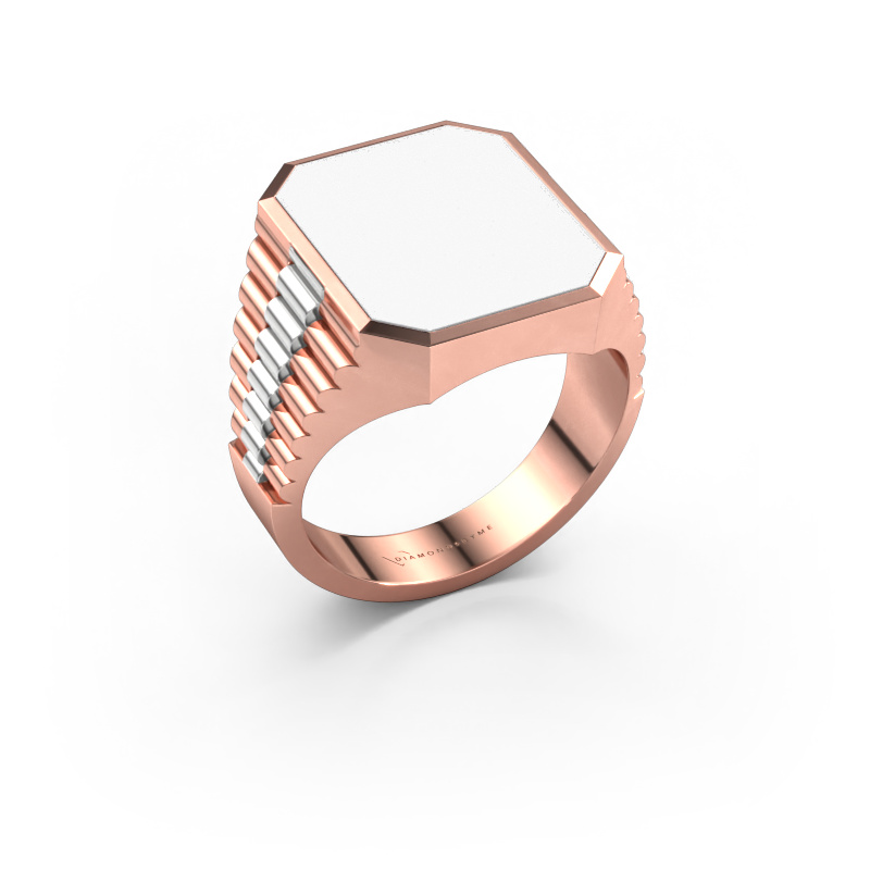 Bild von Siegelring Brent 4 585 Roségold Weiße Emaille 16x13 mm