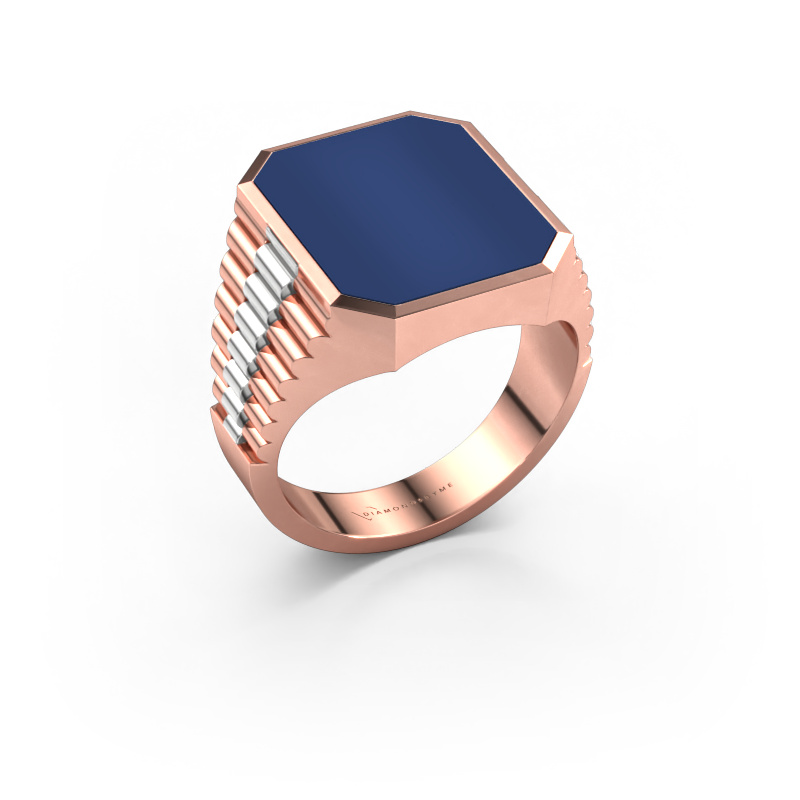 Image of Signet ring Brent 4 585 rose gold Lapis 16x13 mm