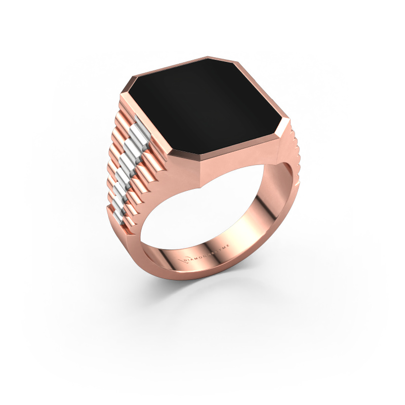 Image of Signet ring Brent 4 585 rose gold Onyx 16x13 mm