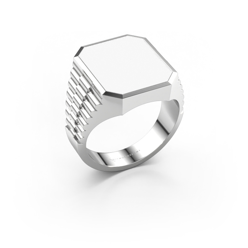 Bild von Siegelring Brent 4 585 Weißgold Weiße Emaille 16x13 mm