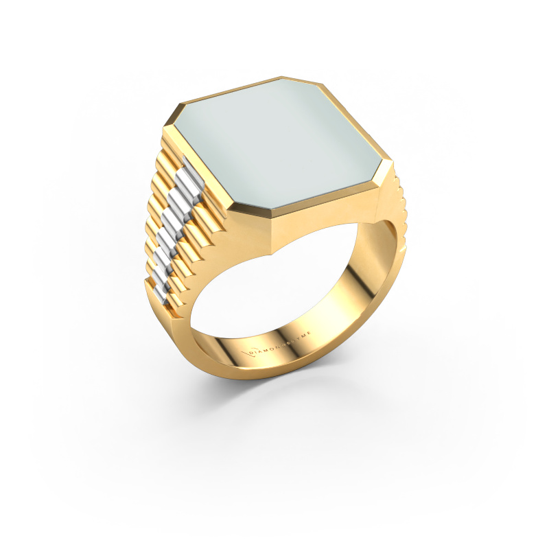 Image of Signet ring Brent 4 585 gold Green sardonyx 16x13 mm