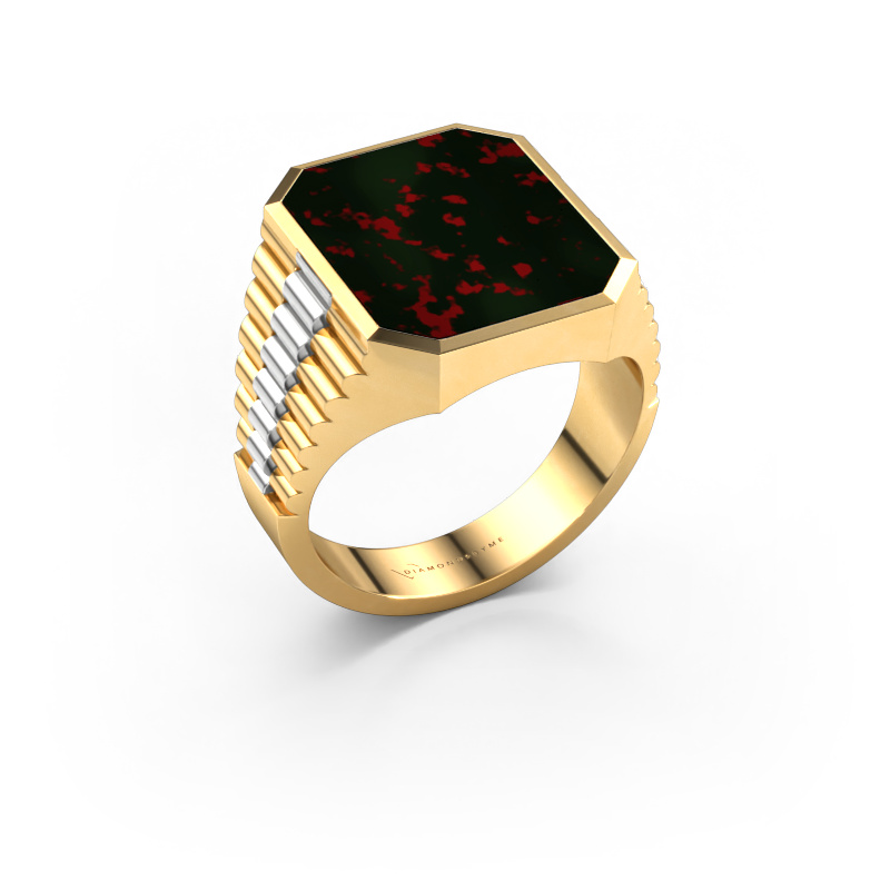 Image of Signet ring Brent 4 585 gold Bloodstone 16x13 mm