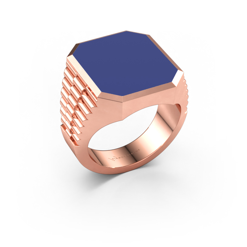 Bild av Signetring Brent 5 585 roséguld Blå emalj 18x15 mm