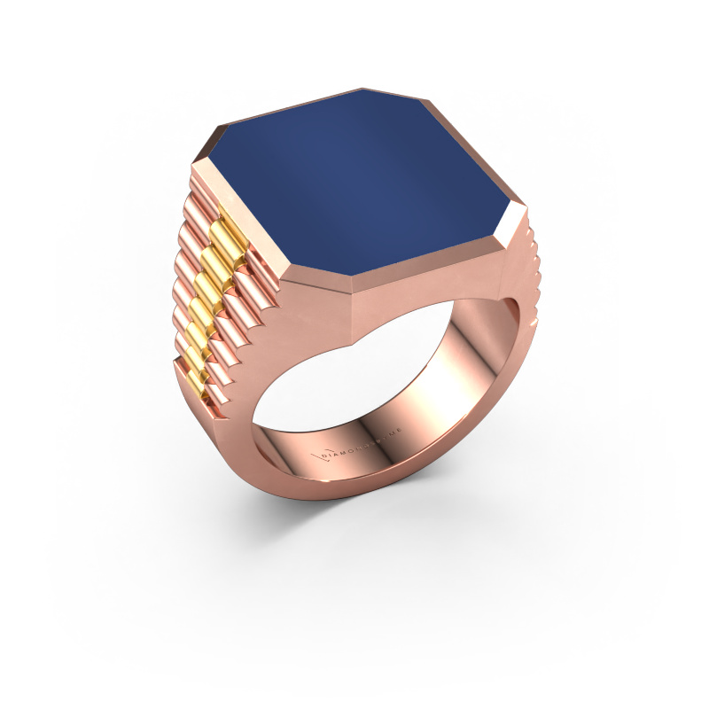 Image of Signet ring Brent 5 585 rose gold Lapis 18x15 mm