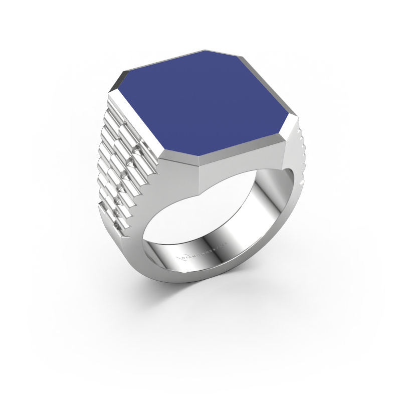Bild von Siegelring Brent 5 950 Platin Blau Emaille 18x15 mm