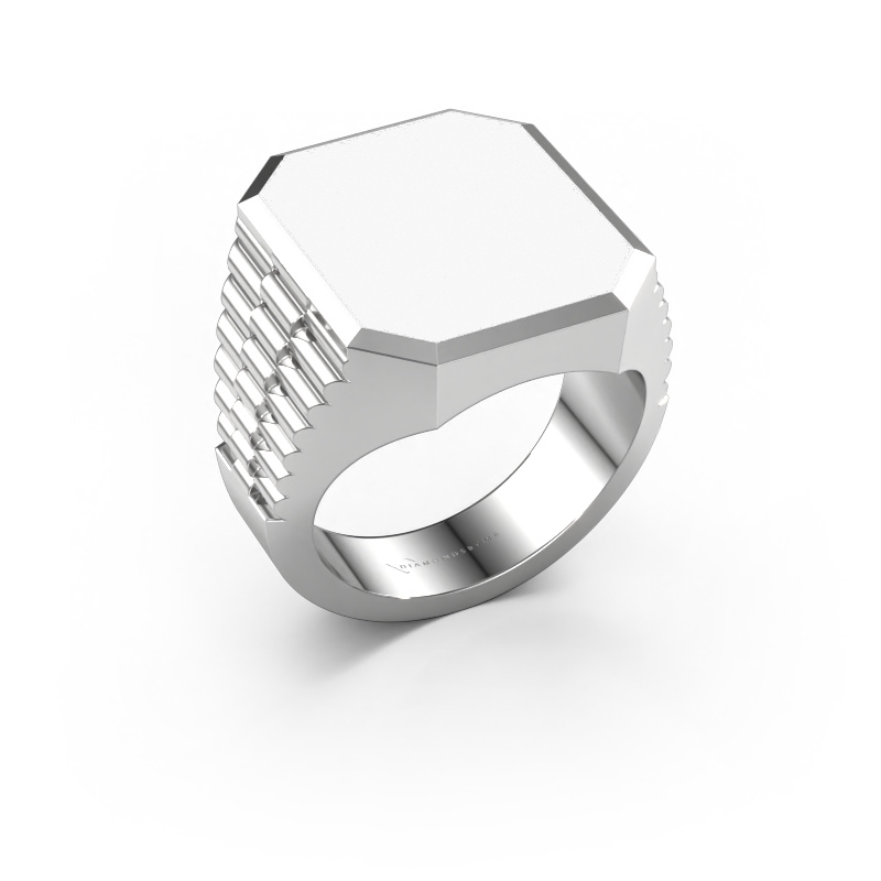 Bild von Siegelring Brent 5 950 Platin Weiße Emaille 18x15 mm