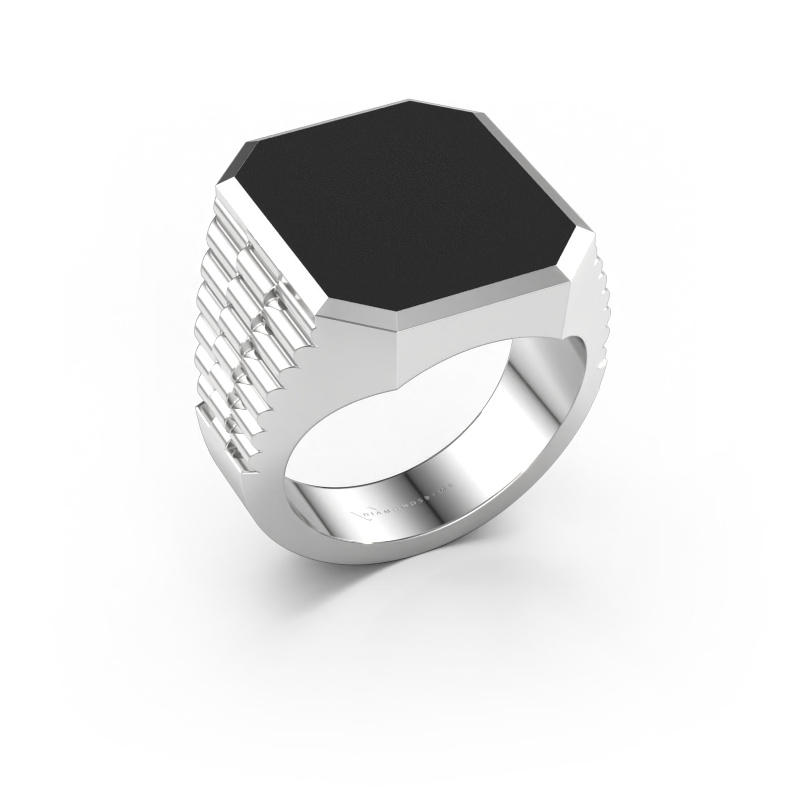 Bild von Siegelring Brent 5 950 Platin Schwarze Emaille 18x15 mm