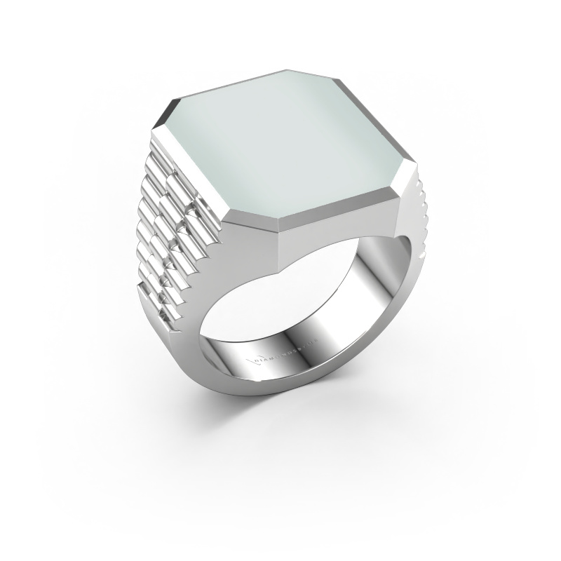 Image of Signet ring Brent 5 950 platinum Green sardonyx 18x15 mm