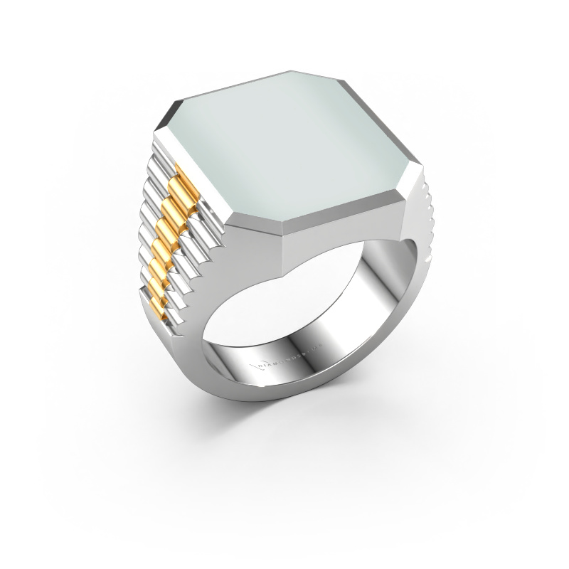 Bild von Siegelring Brent 5 585 Weißgold Grüner Lagenstein 18x15 mm