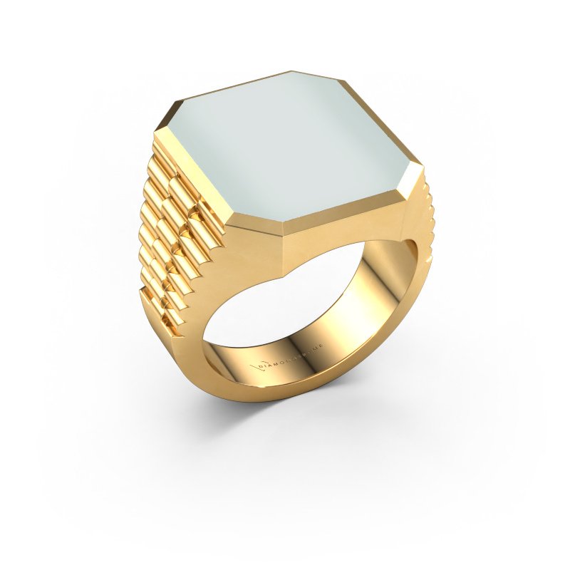 Image of Signet ring Brent 5 585 gold Green sardonyx 18x15 mm