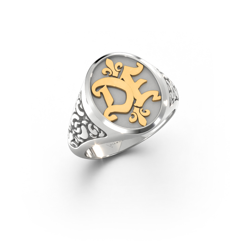 Bild von Monogramm Ring Brian 585 Weißgold