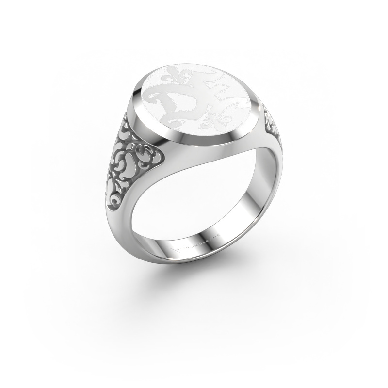 Image of Monogram ring Brian Emaille 950 platinum White enamel