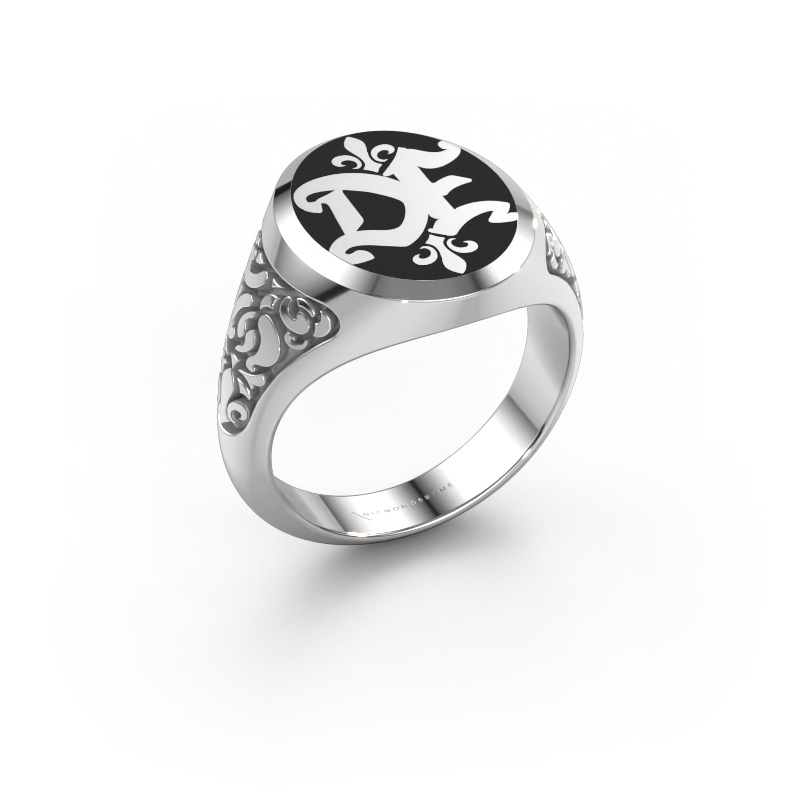 Image de Bague monogramme Brian Emaille 950 platine émail noir