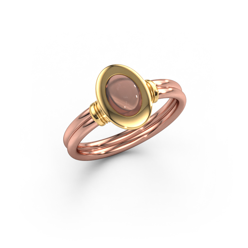 Image of Ring Brittni 585 rose gold Smokey quartz 7x5 mm