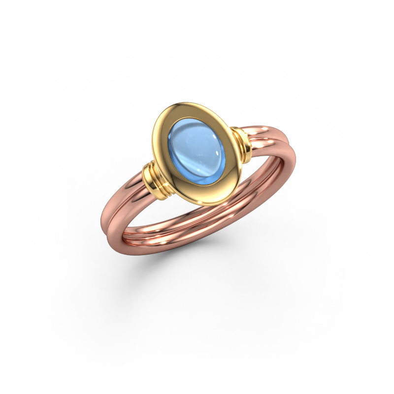 Image of Ring Brittni 585 rose gold Blue topaz 7x5 mm