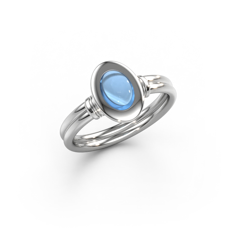Bild von Ring Brittni 950 Platin Blau Topas 7x5 mm