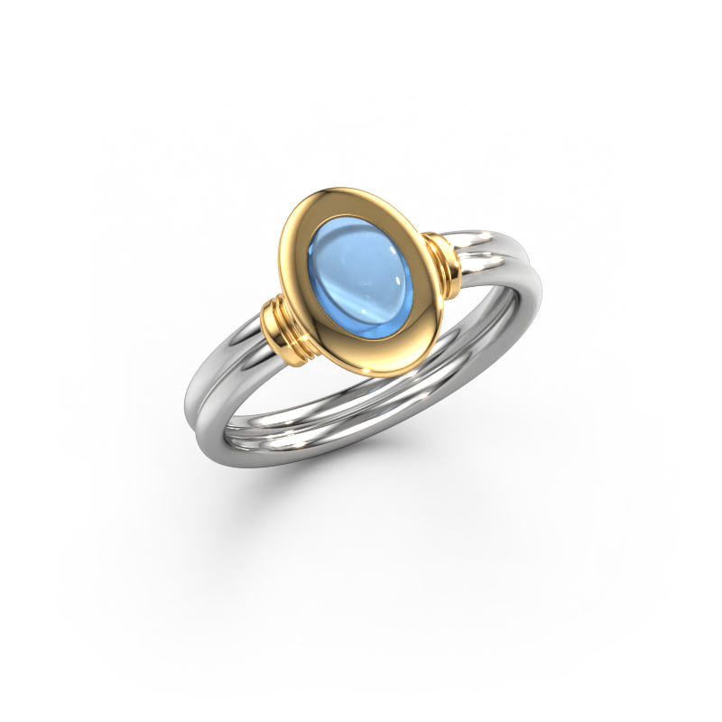 Bild von Ring Brittni 585 Weißgold Blau Topas 7x5 mm