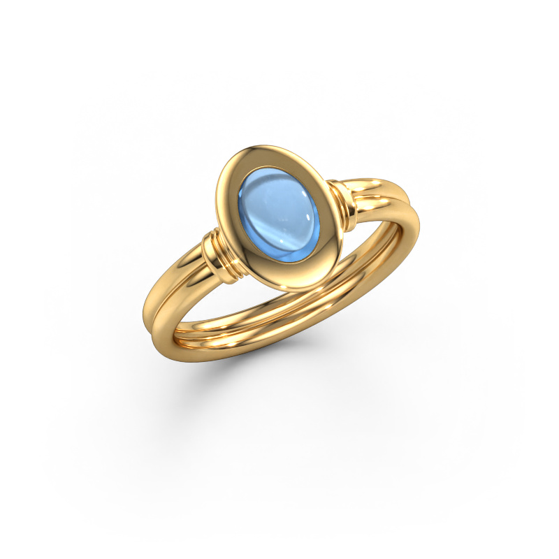 Image of Ring Brittni 585 gold Blue topaz 7x5 mm