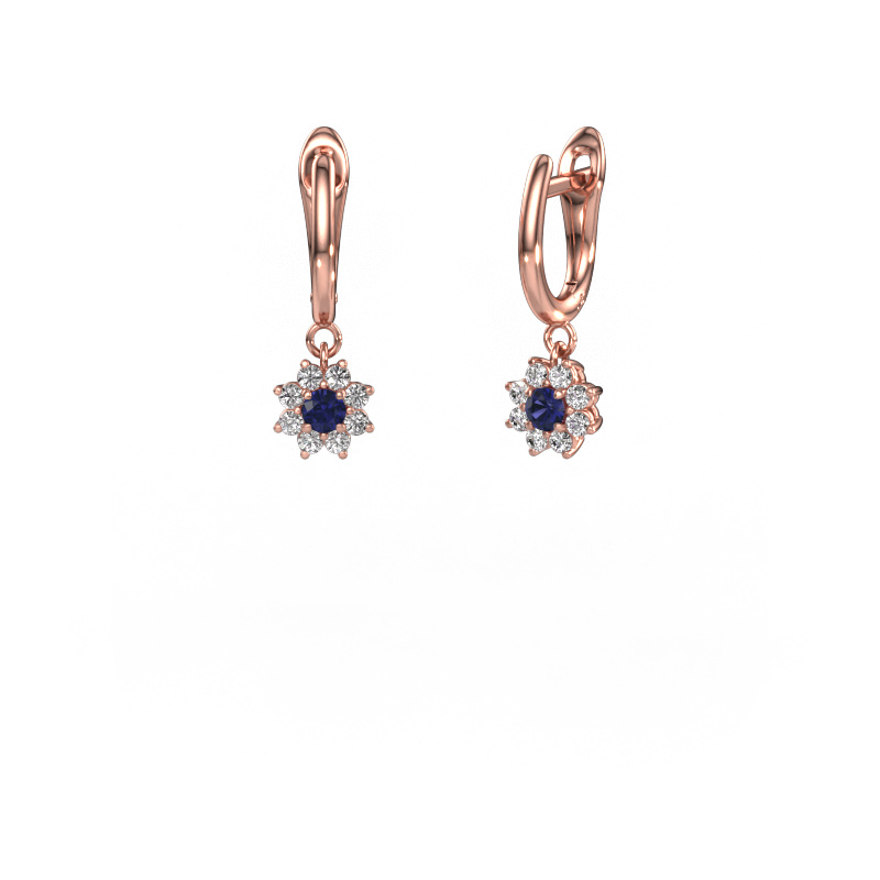 Image of Drop earrings Camille 1 585 rose gold Sapphire 3 mm